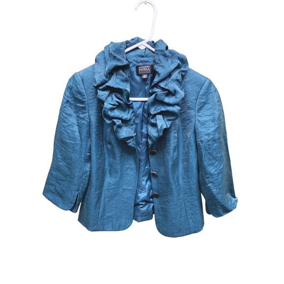 Adrianna Papell Evening Essentials Emerald Green Fancy Jacket Size 2P - Picture 1 of 6